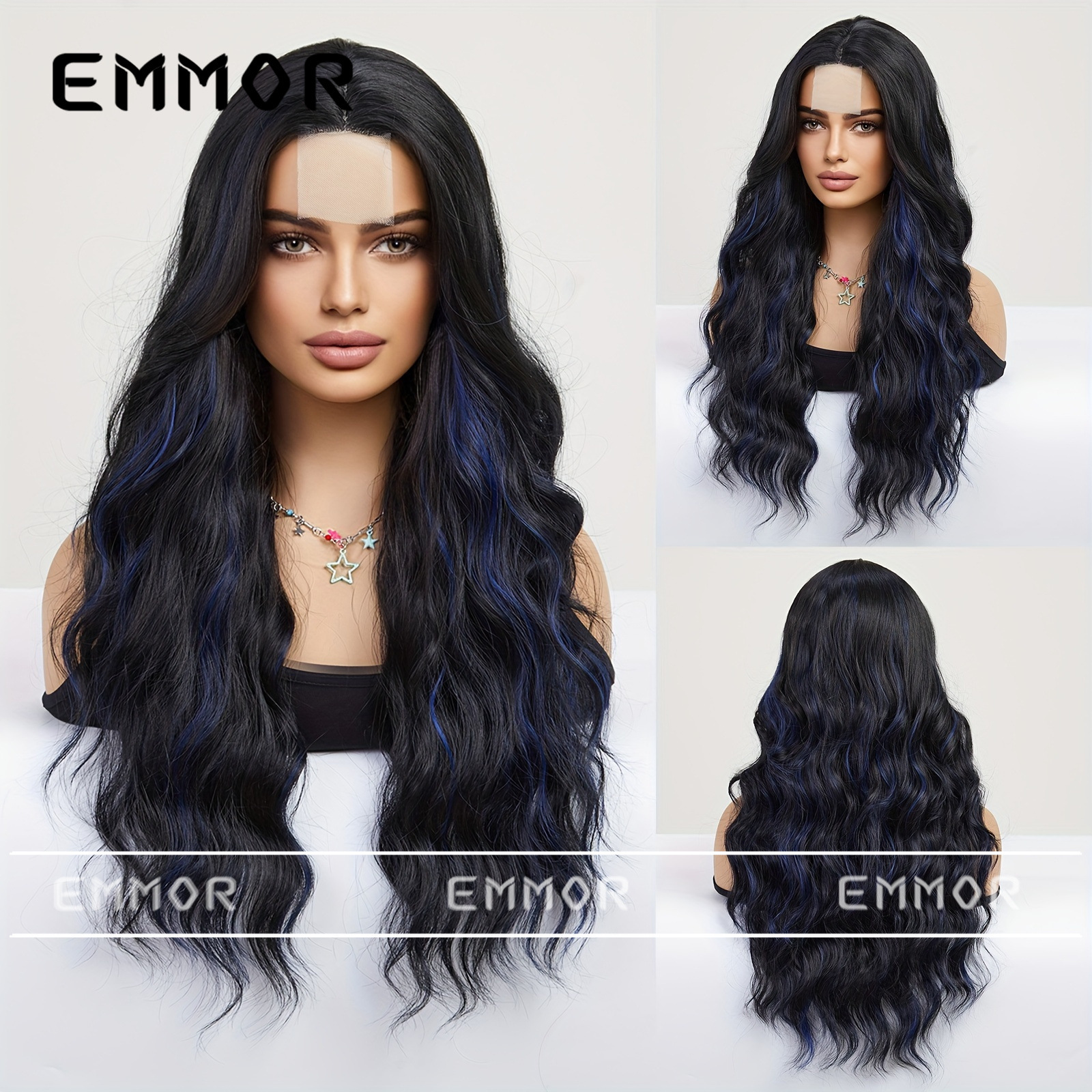 Venta caliente transfronteriza de Amazon, encaje de frente multicolor, ondas grandes, cabello largo y rizado, peluca de moda, cabello completo