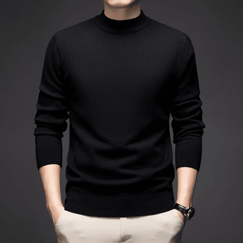 Autumn and winter half-turtleneck men's sweater, solid color, casual, versatile, slim-fit knitwear, long-sleeved, thick top, base shirt Autumn and winter half-turtleneck men's sweater, solid color, casual, versatile, slim-fit knitwear, long-sleeved, thick top, base shirt