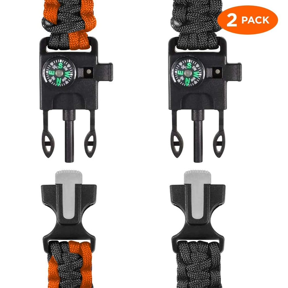 Five-in-One Emergency Paracord Multi-Function Bracelet Wilderness Survival Escape Tactical Fire Starter Compass Seven-Core Life Rope