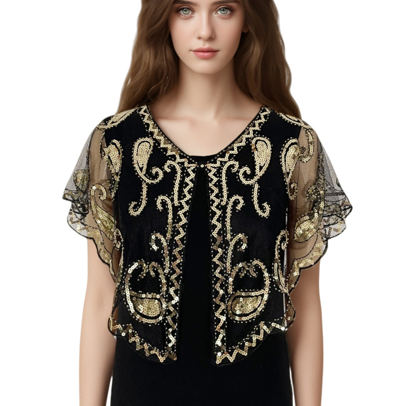 Thin-Style Banquet Outerwear Women's Beaded Vest Dress Jacket Stage Performance Sequin Shawl Cross-Border Foreign Trade Vest
