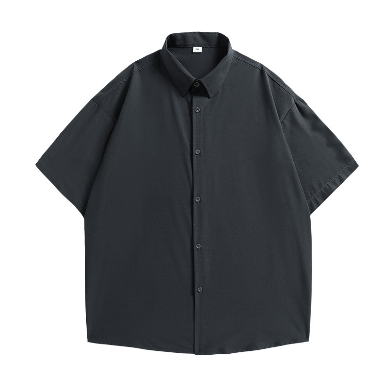 ACU ropa de Hombre | 2024 verano nuevo ligero fresco suelta marca gota hombro solapa color sólido seda del hielo camisa manga corta