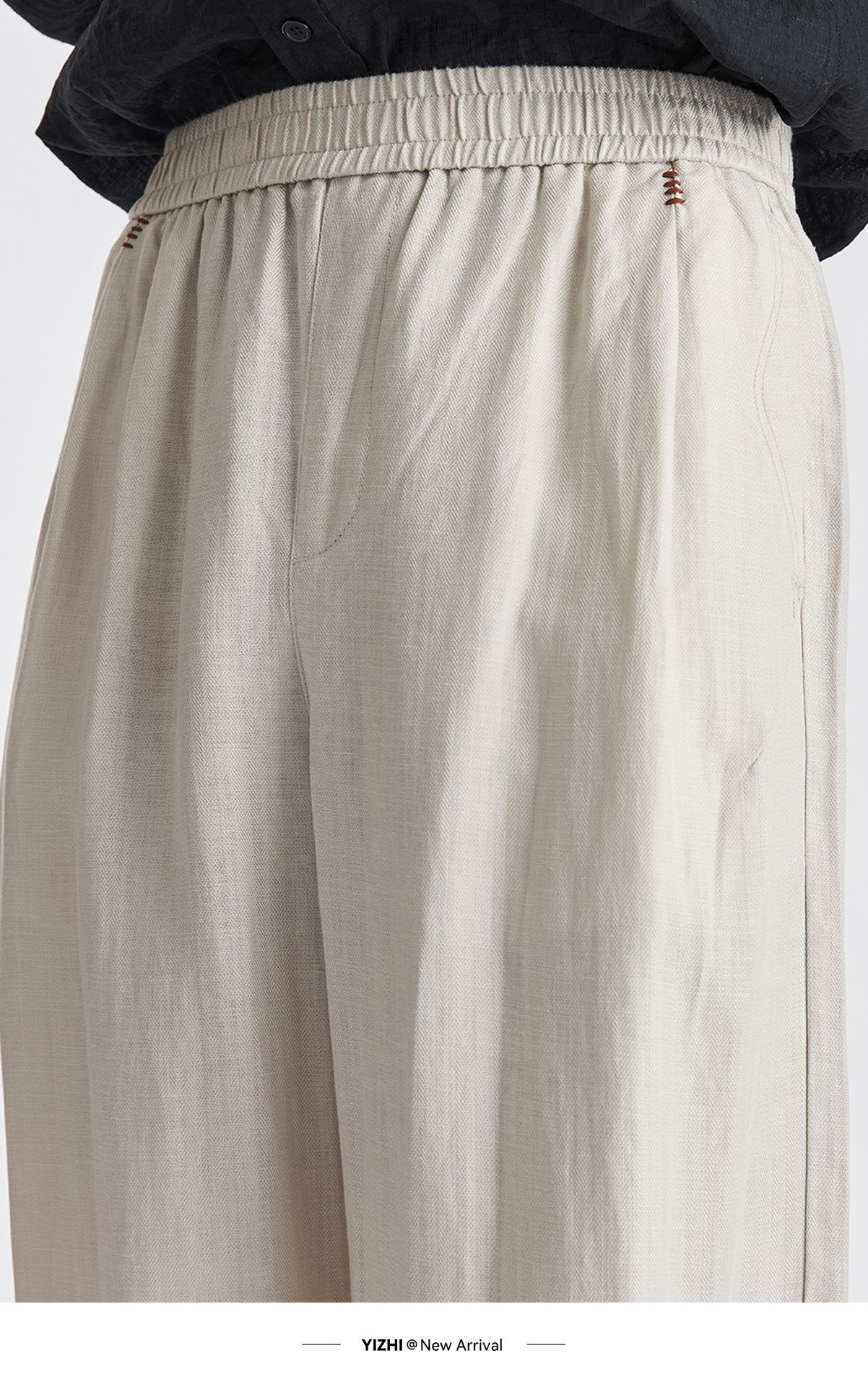 Quần dài nam ống rộng chất liệu linen phong cách Hàn Quốc — đen chi tiết 11