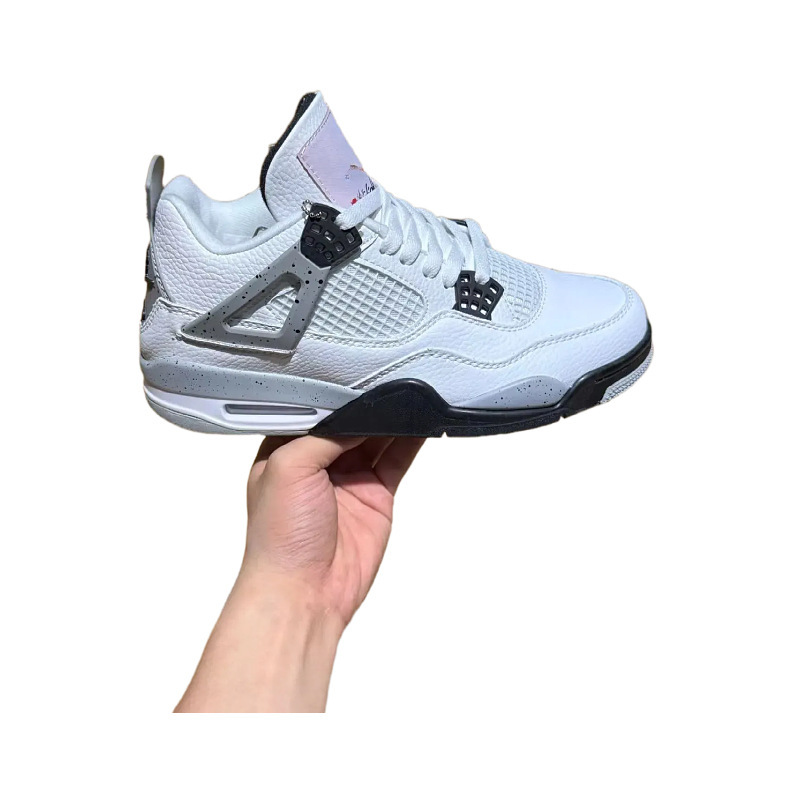 Pure original Putian shoes for cross-border foreign trade, AJ4 men's basketball shoes, Jordan 4 white cement all-black sneakers, AJ women's sports shoes Pure original Putian shoes for cross-border foreign trade, AJ4 men's basketball shoes, Jordan 4 white cement all-black sneakers, AJ women's sports shoes