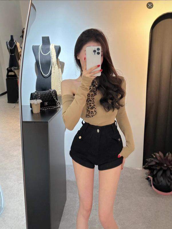 迷彩工装短裤女夏季新款韩版高腰显瘦设计感包臀裙短裤裤子5828|undefined