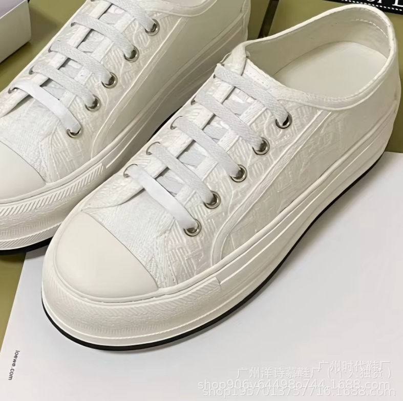 D casa zapatos de lona bordados mujer 2024 nueva celebridad de Internet con cordones zapatos blancos con suela gruesa para aumentar las zapatillas deportivas casuales