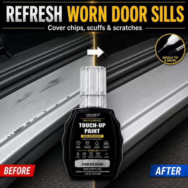 Car wheel hub touch-up paint pen, silver scratch repair paint, dual-tip applicator, wheel hub scratch and chipped paint repair liquid