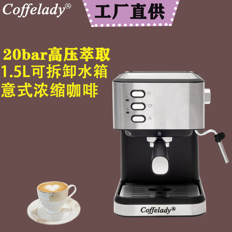Máquina de café Coffelady hogar italiano máquina de café vapor leche espuma pequeña mini semiautomática