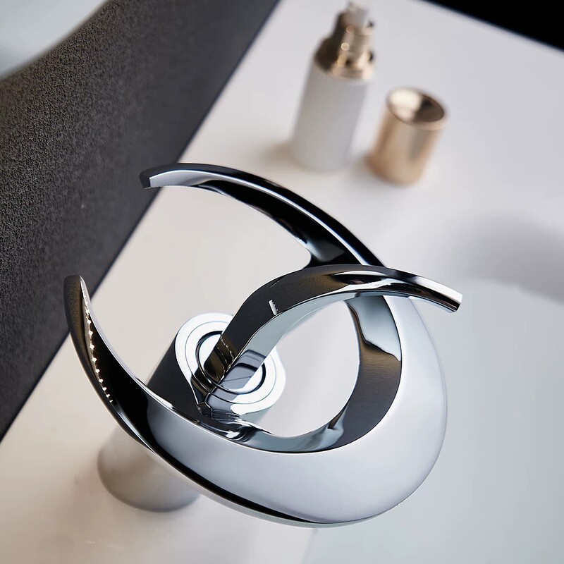 Cross-Border High-End Bathroom Basin Waterfall Faucet, Hot and Cold, All-Copper, for Hotel and Home Bathroom Sinks Cross-Border High-End Bathroom Basin Waterfall Faucet, Hot and Cold, All-Copper, for Hotel and Home Bathroom Sinks