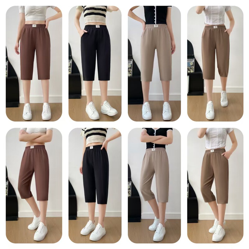 Summer Linglong Linen Women's Pants Middle-aged and Elderly Mother's Pants Summer Thin Capri Pants Loose Women's Pants