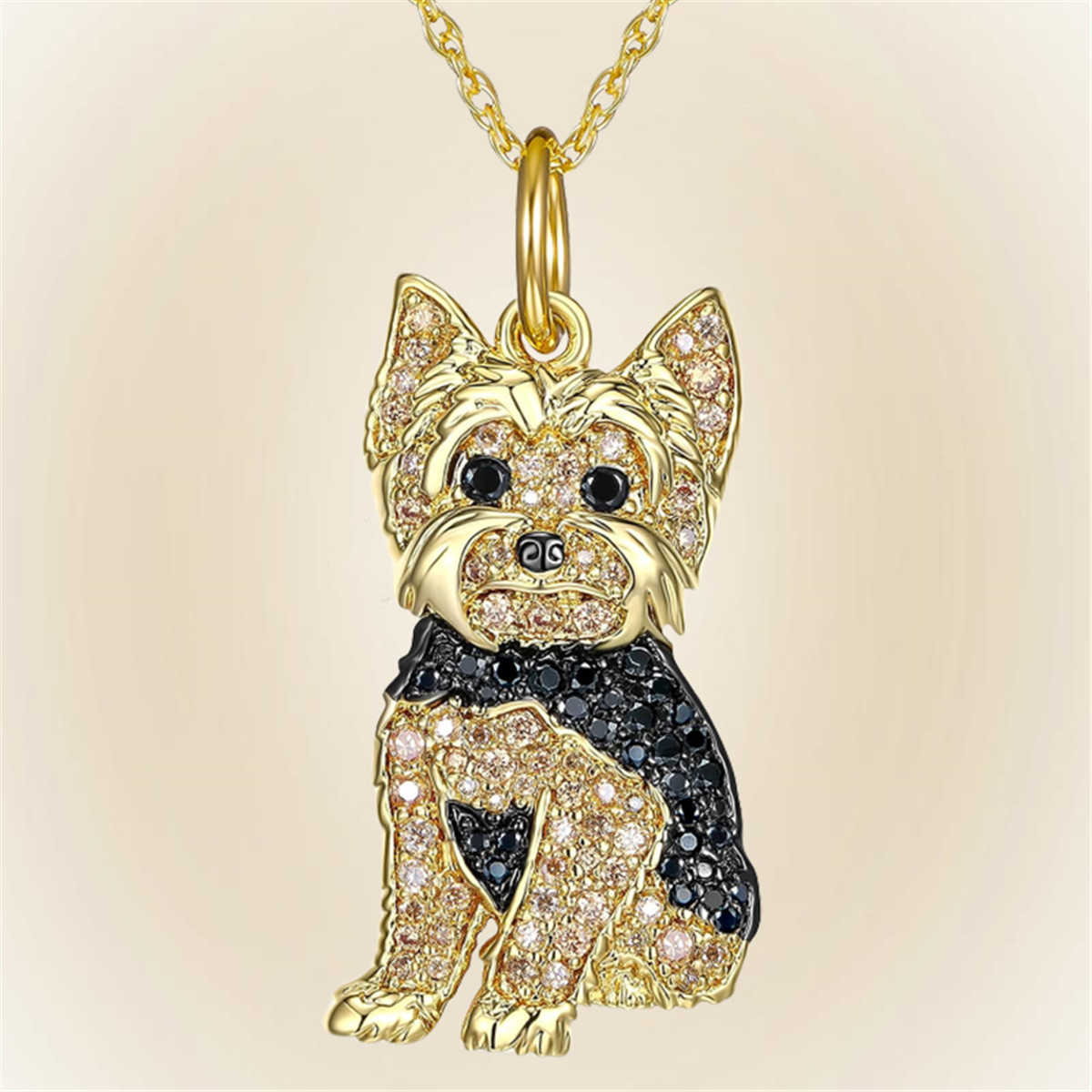 Zinc Alloy Pendant Material Artificial Crystal Inlay Material Cute Dog Artificial Crystal Zinc Alloy Cable Chain Pendant Necklaces Wholesale