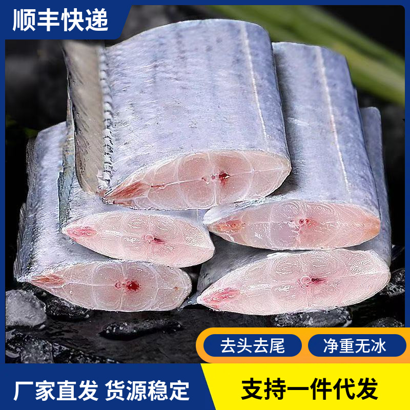 新鲜海捕带鱼段活鱼速冻带鱼中段大号去头去尾刀鱼段海鲜水产批发
