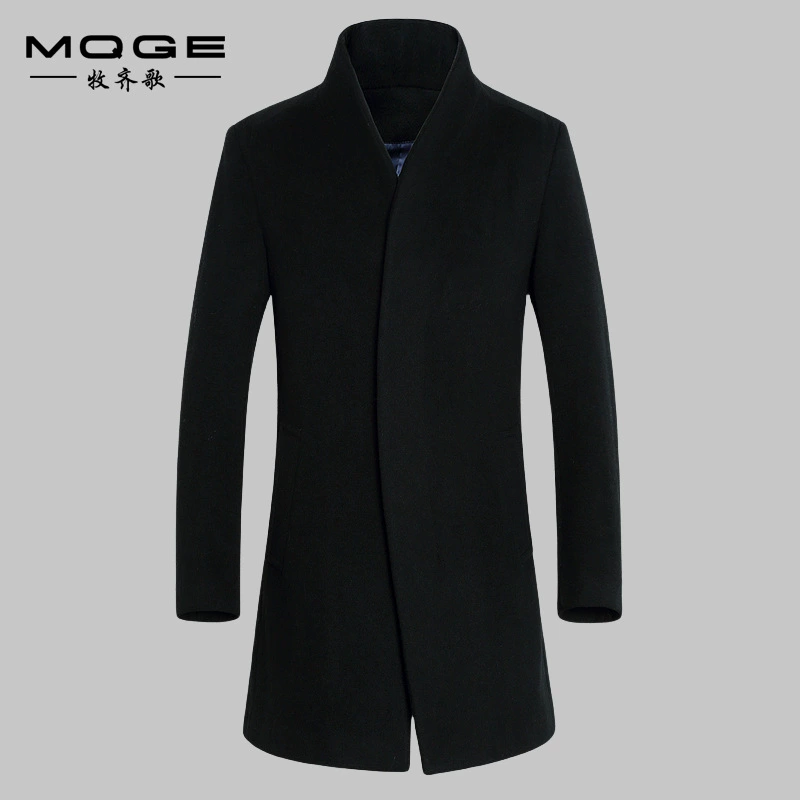 Новинка осени и зимы, мужское шерстяное пальто, Тренч, мужское приталенное шерстяное пальто средней длины с воротником-Монком в Корейском стиле для мужчин
