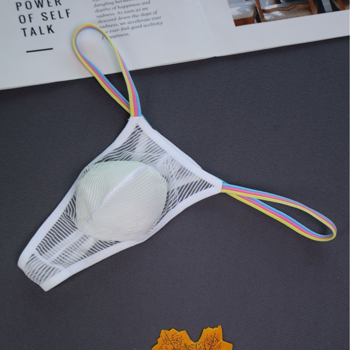 Amazon Sexy Men's Underwear Transparent Ribbed Thong Men's Couple Exposed Hair Temptation Sexy T-Pants