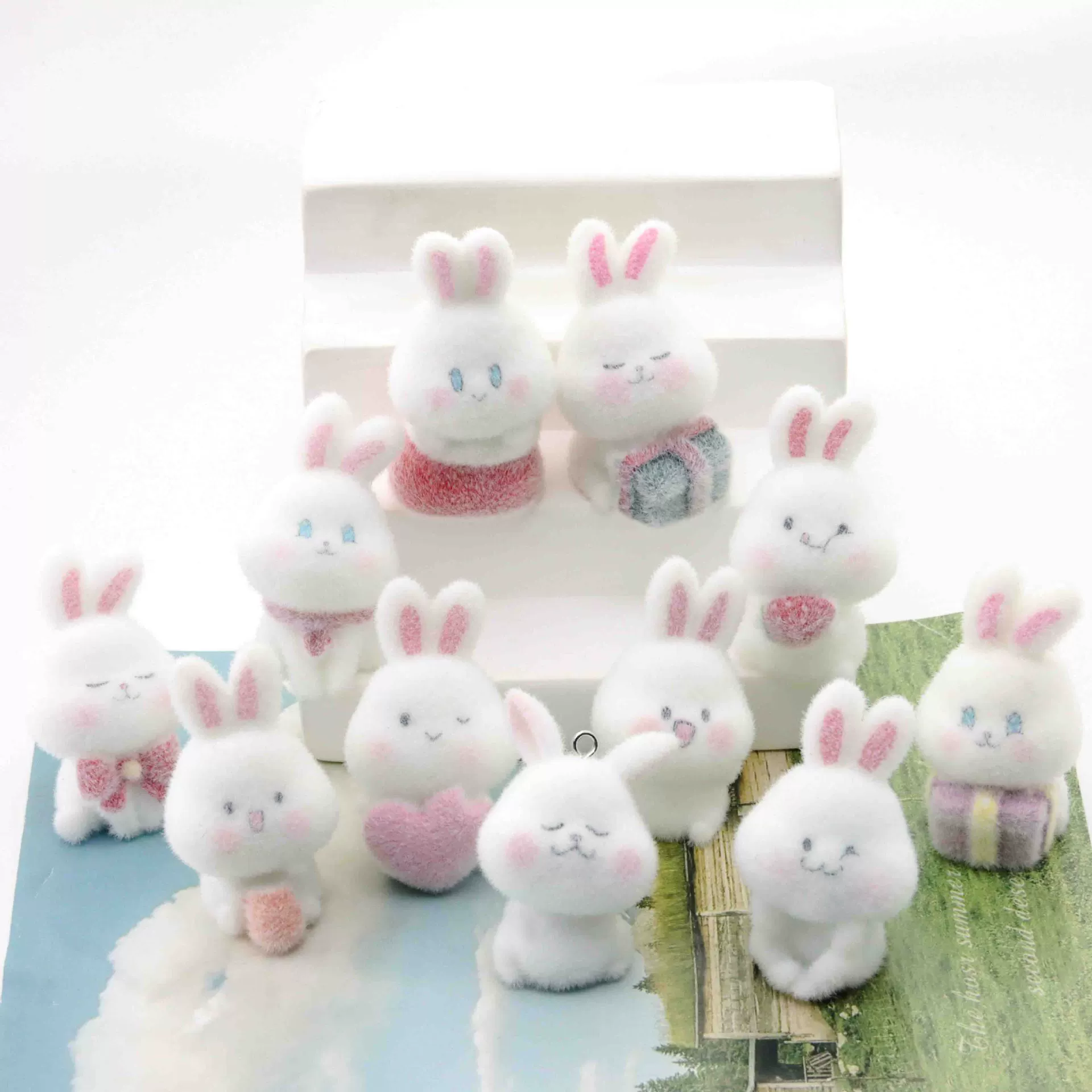 Cartoon animal model, cute table rabbit, decorations, micro landscape, home decor