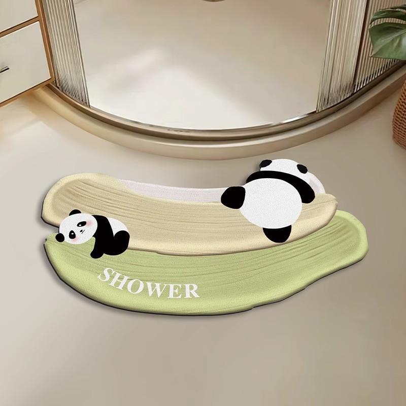 Household Foot Mat Absorbent Non-slip Toilet Carpet Shower Room Doorway Foot Mat Curved Cartoon Style Diatom Mud Mat