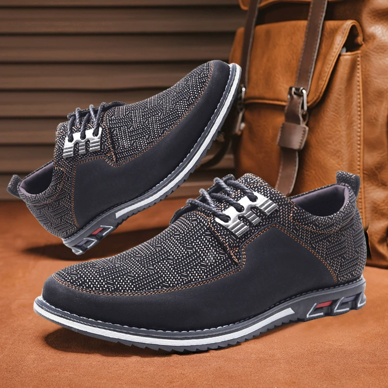 Мужские кроссовки для путешествий, повседневные кожаные туфли в британском стиле с круглым носком, нескользящие и износостойкие мужские туфли, универсальные для летнего повседневного образа.
