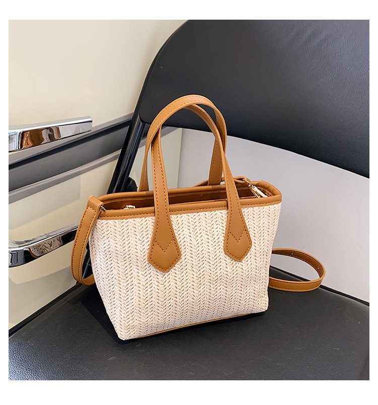 Fashion Solid Color Zipper Straw Bag display picture 1