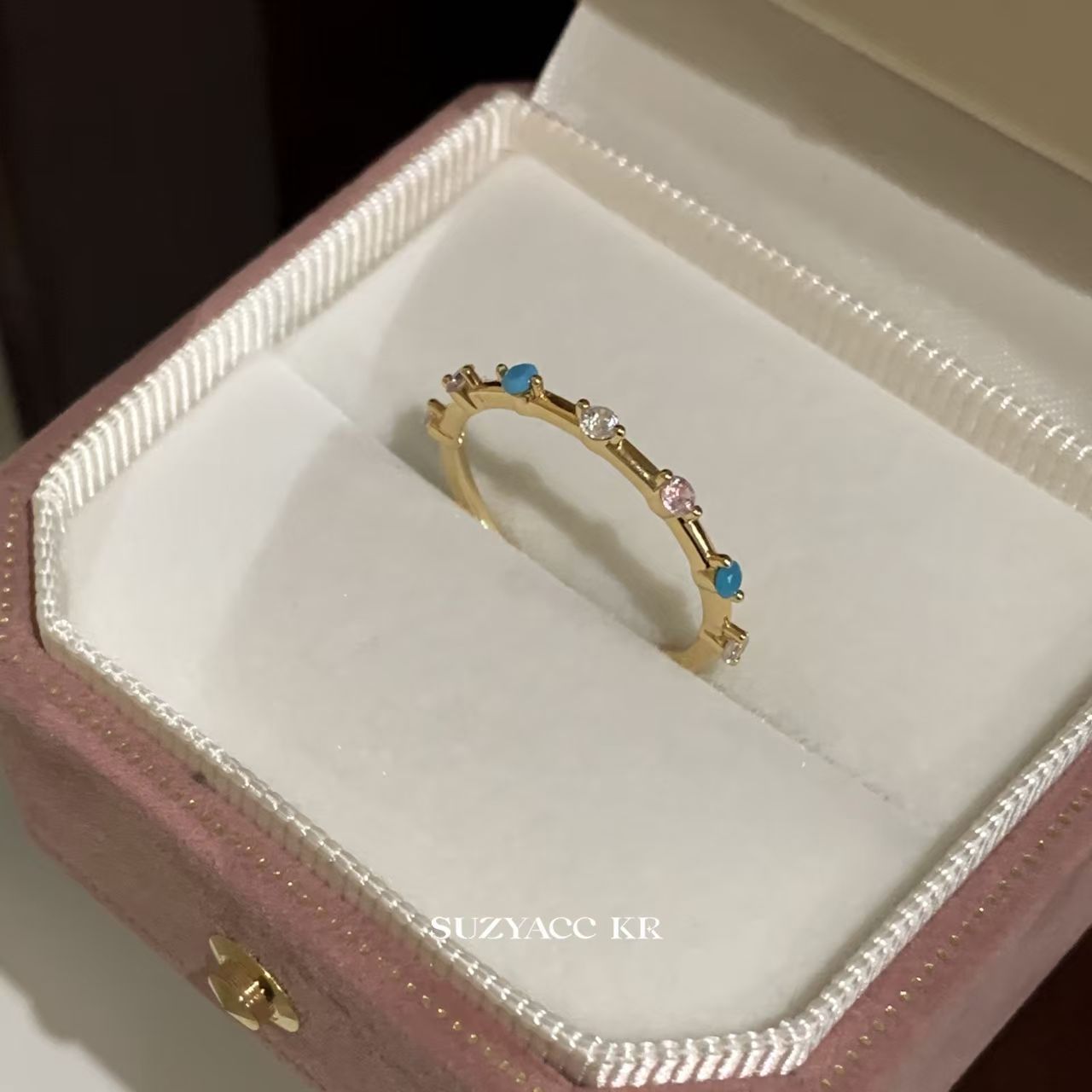 軽奢氷河超白ジルコンブルーリング女性向けニッチデザイン人差し指リングシンプル高級感指輪卸売