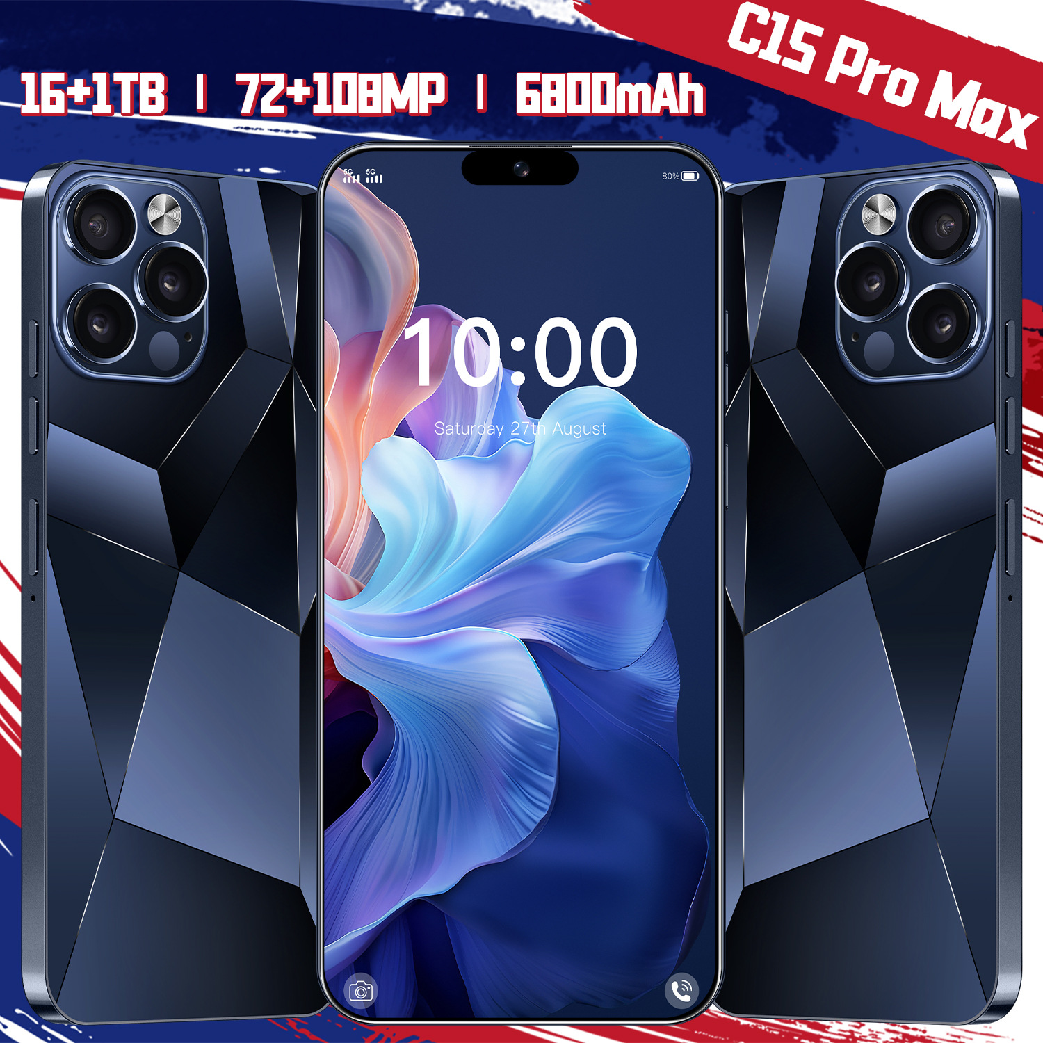 Global Cross-Border Supply C15 Pro Max Classy Android Smartphone 16+1t Memory Source Factory Direct Sales