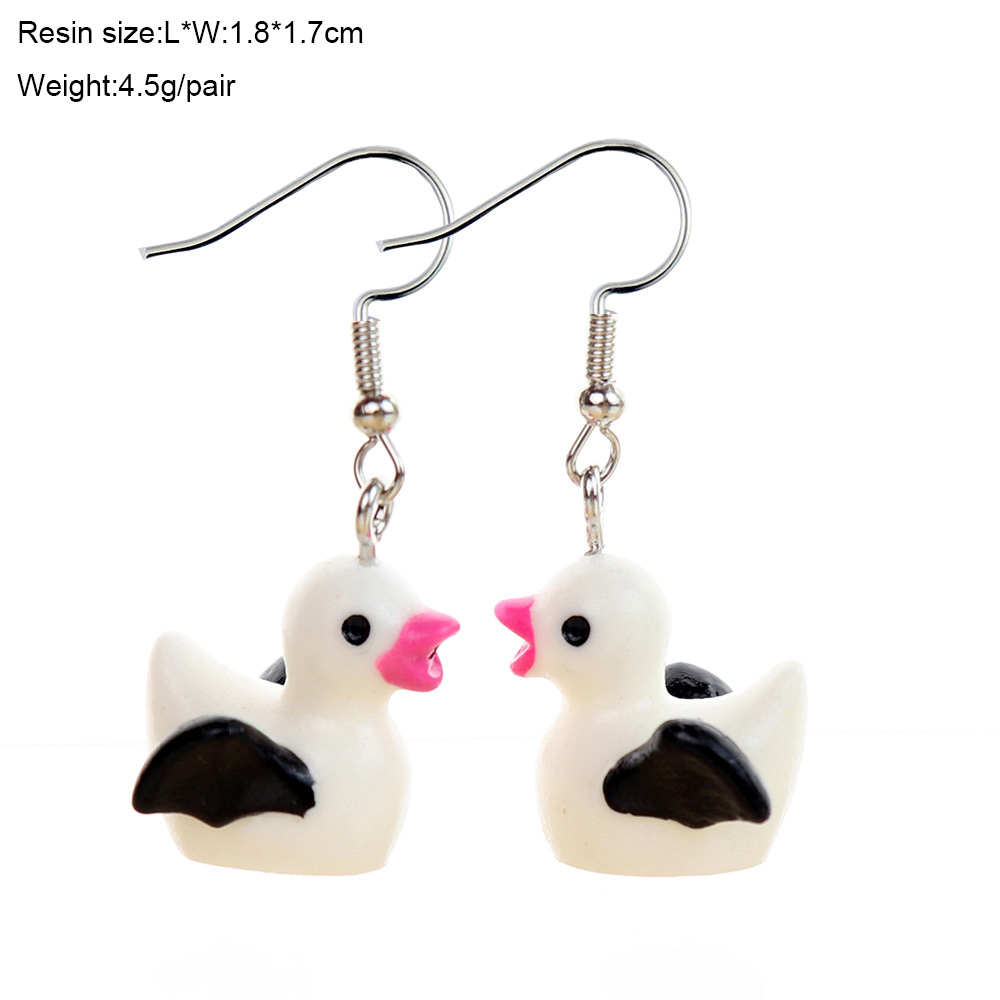12g Weight Iron Ear Needle Material Drop Earrings, Earrings, Ear hook Classification 1 Pair Quantity Daily, Street Occasion Resin Material Halloween Festival Cartoon, Duck Pattern All Seasons Season Women's Gender Cute Style 1 Pair Cute Cartoon Duck Resin Women's Drop Earrings Earrings Ear Hook 7