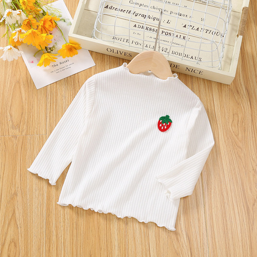 Girls long-sleeved T-shirt pure cotton baby girl inner top autumn and winter style little girl autumn clothes fashionable children's bottoming shirt