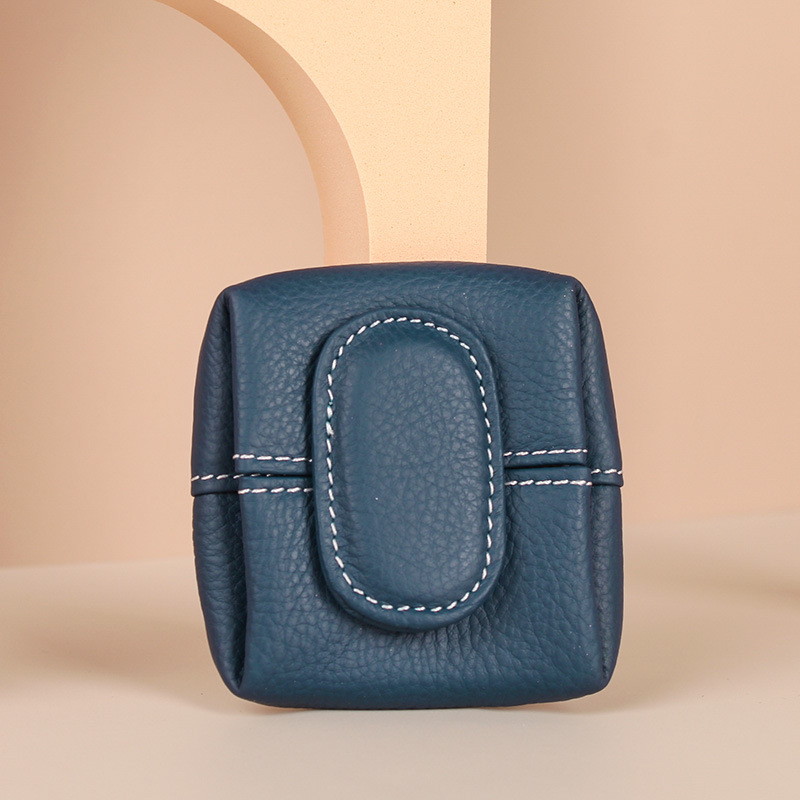 Monedero de cuero genuino primera capa de piel de vaca mini billetera de almacenamiento clave transfronteriza pequeña billetera de piel de vaca de las mujeres