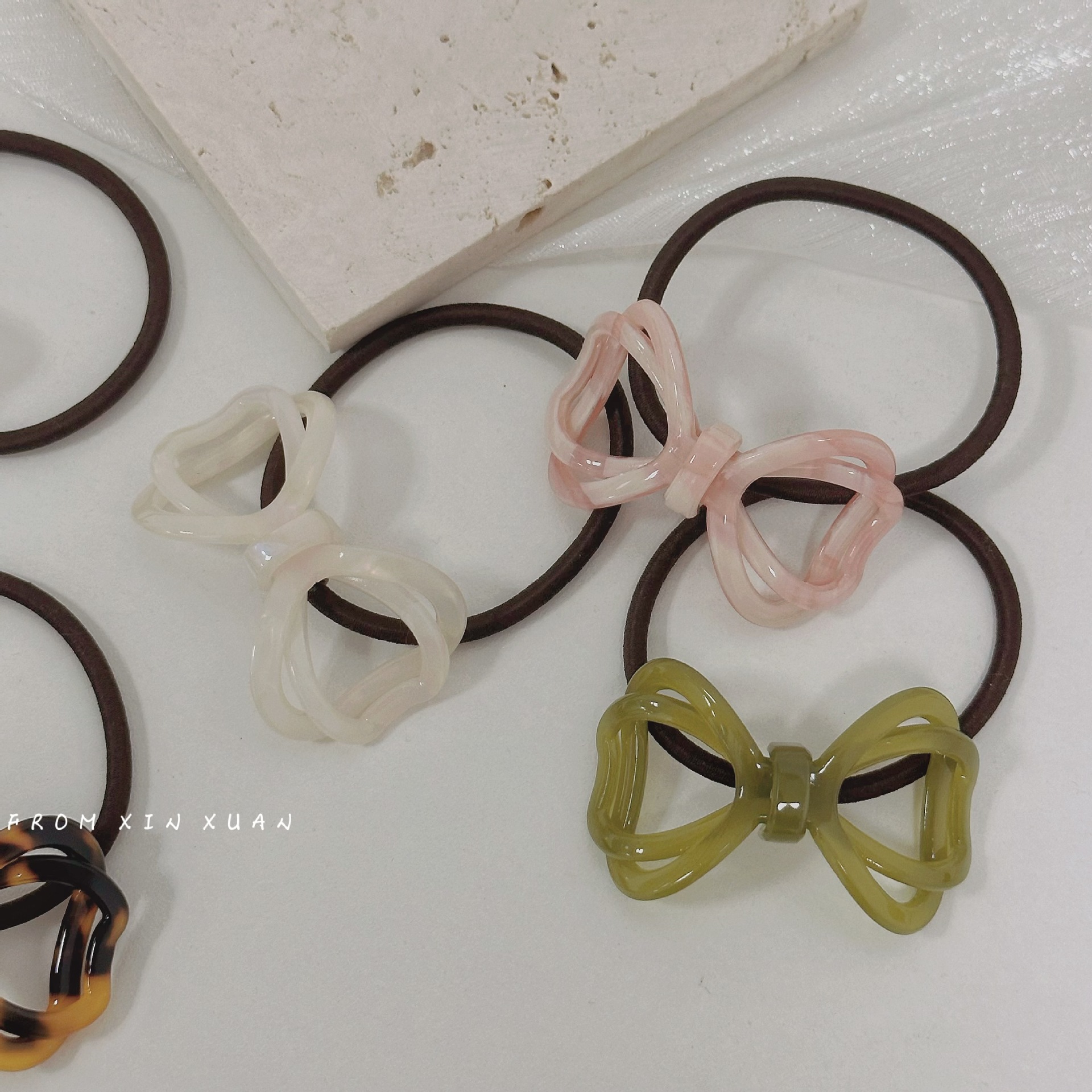 Anello per capelli con fiocco cavo e motivo a alone in stile coreano, temperamento, corda per capelli, coda di cavallo, corda per capelli elastica alta, accessori per capelli_voghion.com