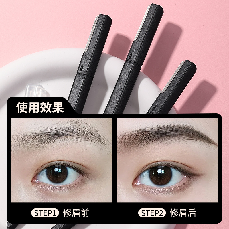 LMLTOP Black Ceiling Cutter 3pcs acero inoxidable con red protectora para principiantes, afeitar cejas, afeitar cejas transfronterizas