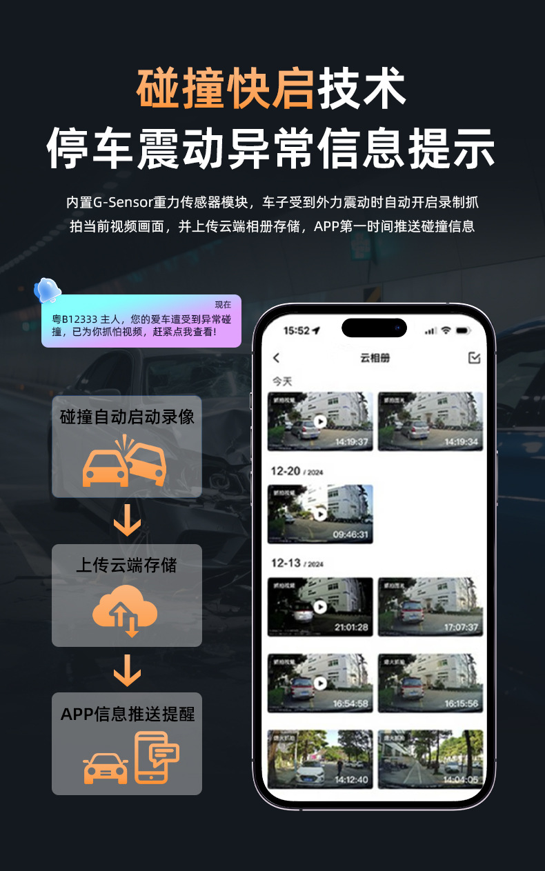 Remote Sentinel Mode Dash Cam Customized HD Front and Rear Dual Recording Real-Time Intercom Beidou GPS Positioning