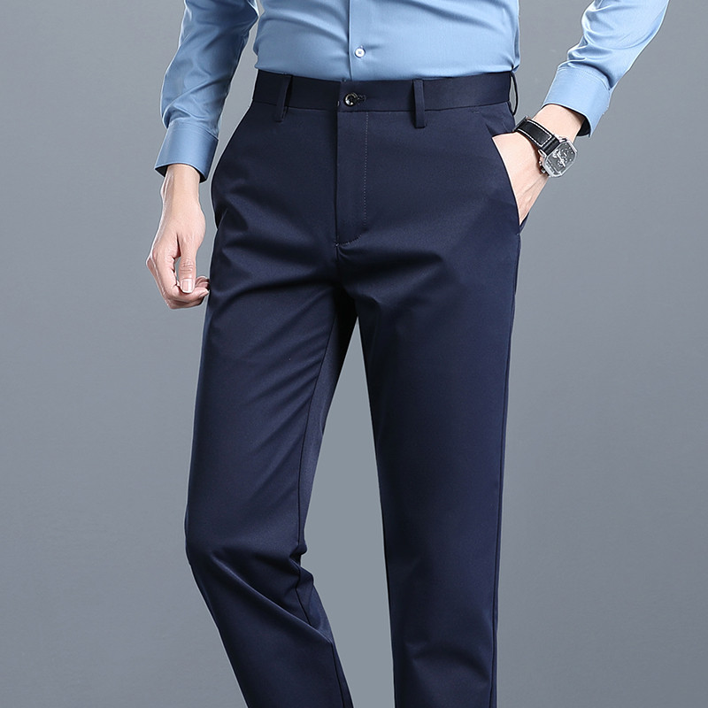 Pantalones para hombres, ropa formal recta sin planchar de negocios de primavera, pantalones casuales delgados de mediana edad, pantalones de trabajo de viaje profesional image 10