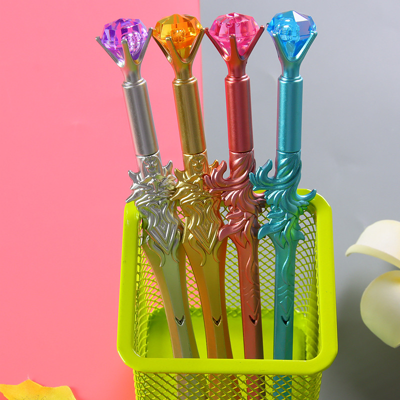 Diamante creativo espada gel pluma anime espada forma pluma de agua estudiante papelería suministros de oficina firma pluma al por mayor