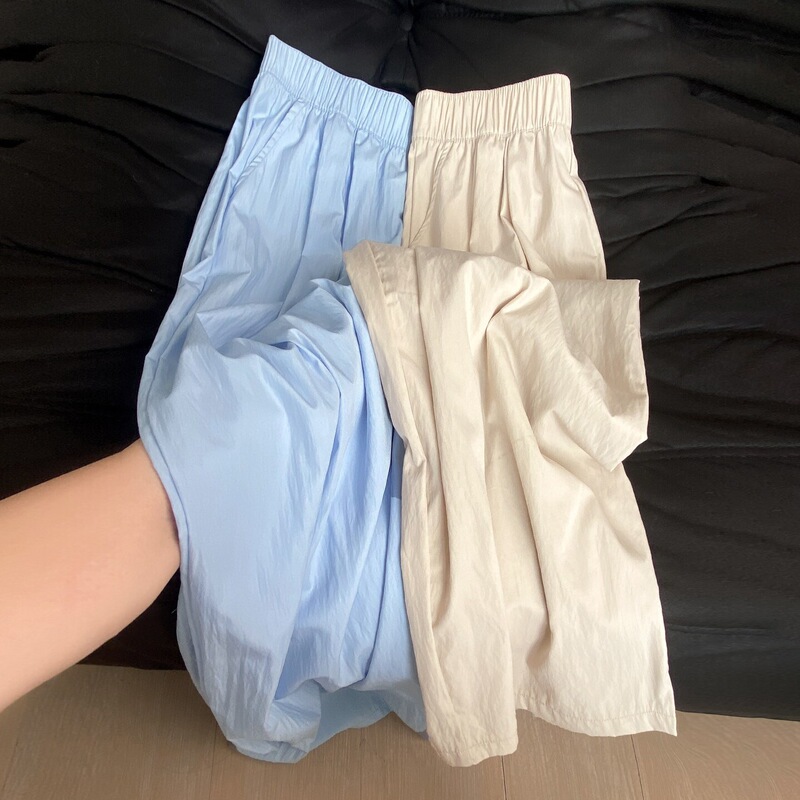 Cotton and Linen Wide-Leg Pants for Women, Summer Thin High-Waisted Loose Casual Pants, Soft and Comfortable Ice Silk Yamamoto Milk Leather Pants
