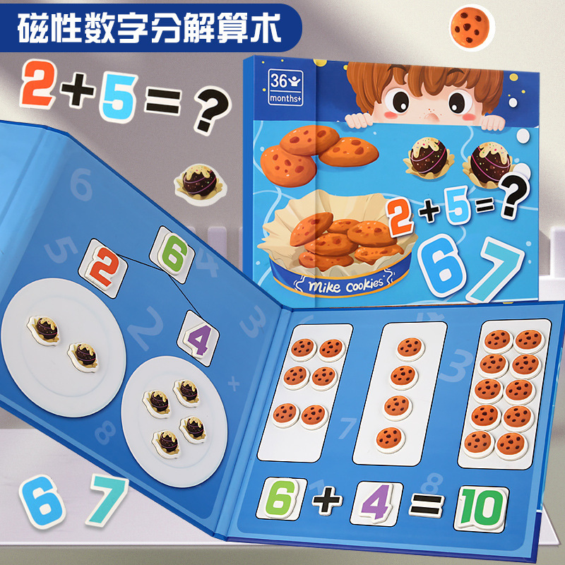 Educación temprana para niños, aritmética, aritmética, descomposición de matemáticas, iluminación para estudiantes de primaria, suma y resta magnética de madera, material didáctico