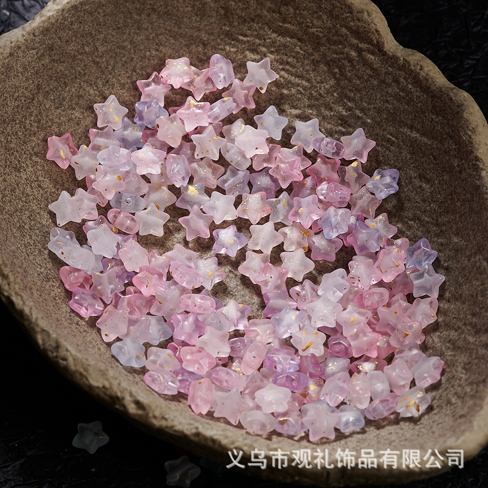 Foil de oro esmerilado estrella de pentaco de forma especial pulsera acrílica diy accesorios de cadena de cuentas de teléfono móvil cuentas sueltas