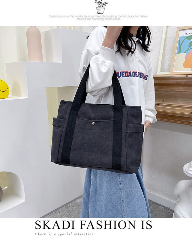 Artistic and simple canvas bag, mother's bag, middle-aged work handbag, cloth bag, large-capacity shoulder bag, women's single-shoulder bag undefined