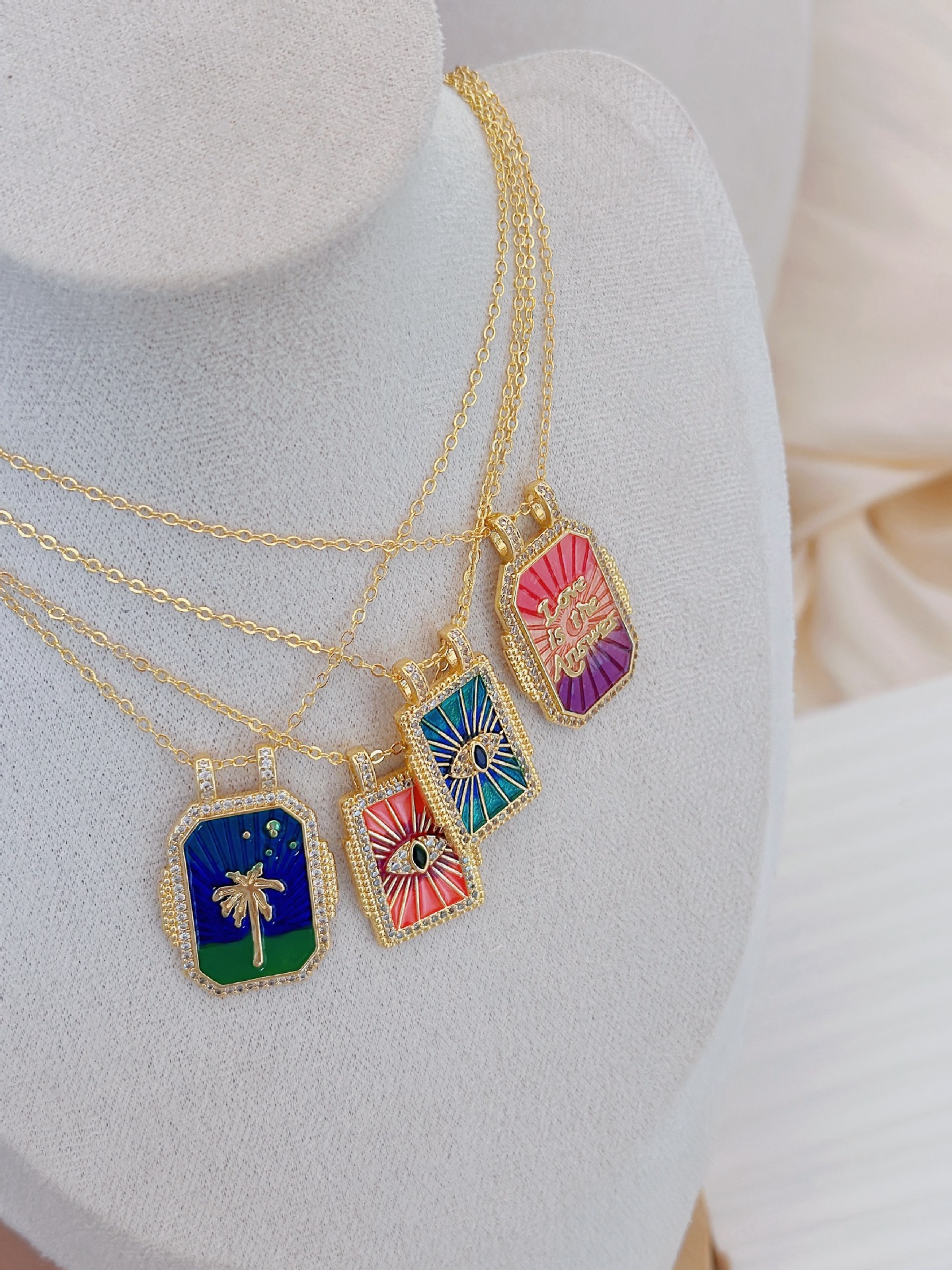 Holiday, Daily Occasion Copper Plating Geometric Zircon Pendant Necklace