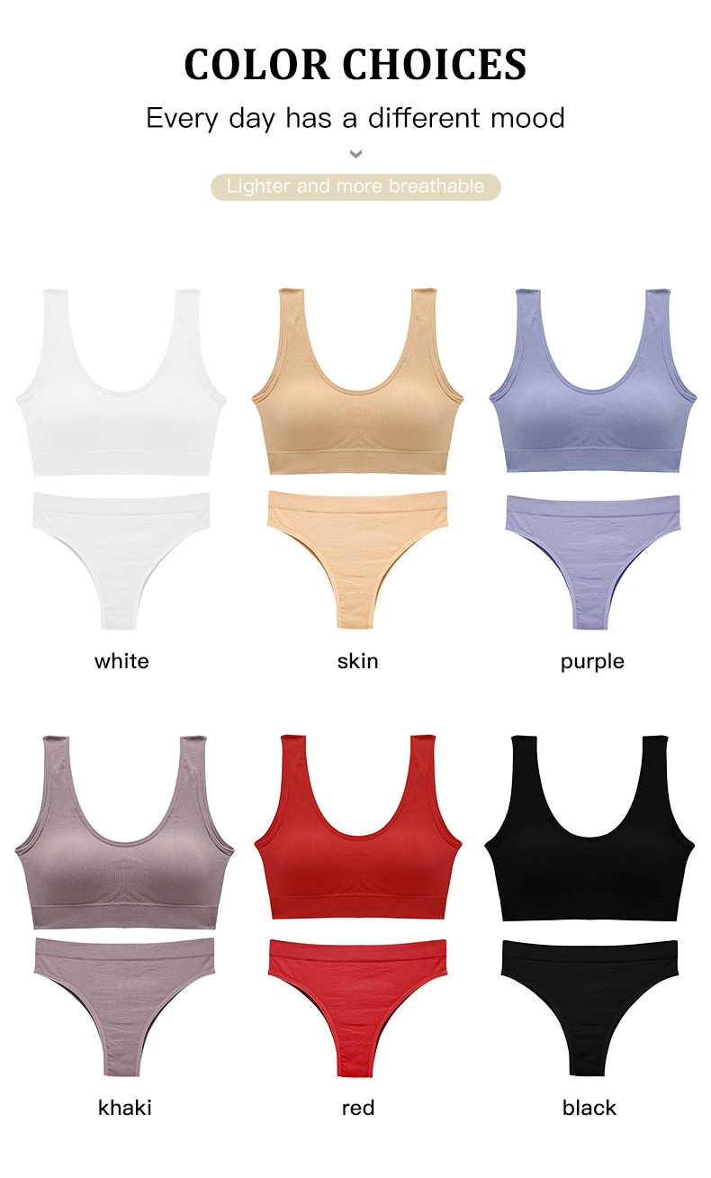 sexy bra panty Seamless Wireless Women Bra Set Female Panties Underwear Set Basic Crop Tops Push Up Sports Lingerie Briefs Intimate New red bra set