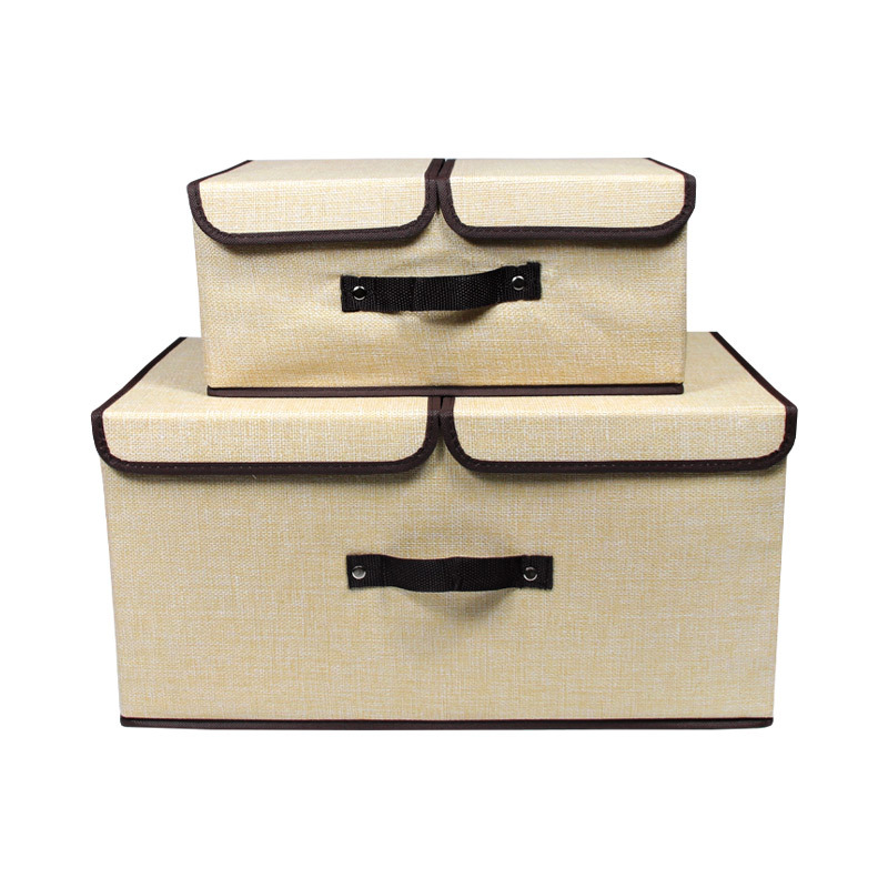 Caja de almacenamiento de tela de doble cubierta de algodón, caja de almacenamiento de ropa plegable a prueba de polvo, caja de almacenamiento de jeans
