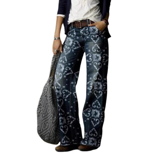 Ebay plus size women's casual pants, thin denim jeans, wide leg pants, long pants