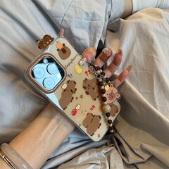 萌え系かわいい腹ばいカピバラはiphone16 promaxリンゴ15携帯ケース14チェーン13女を適用している