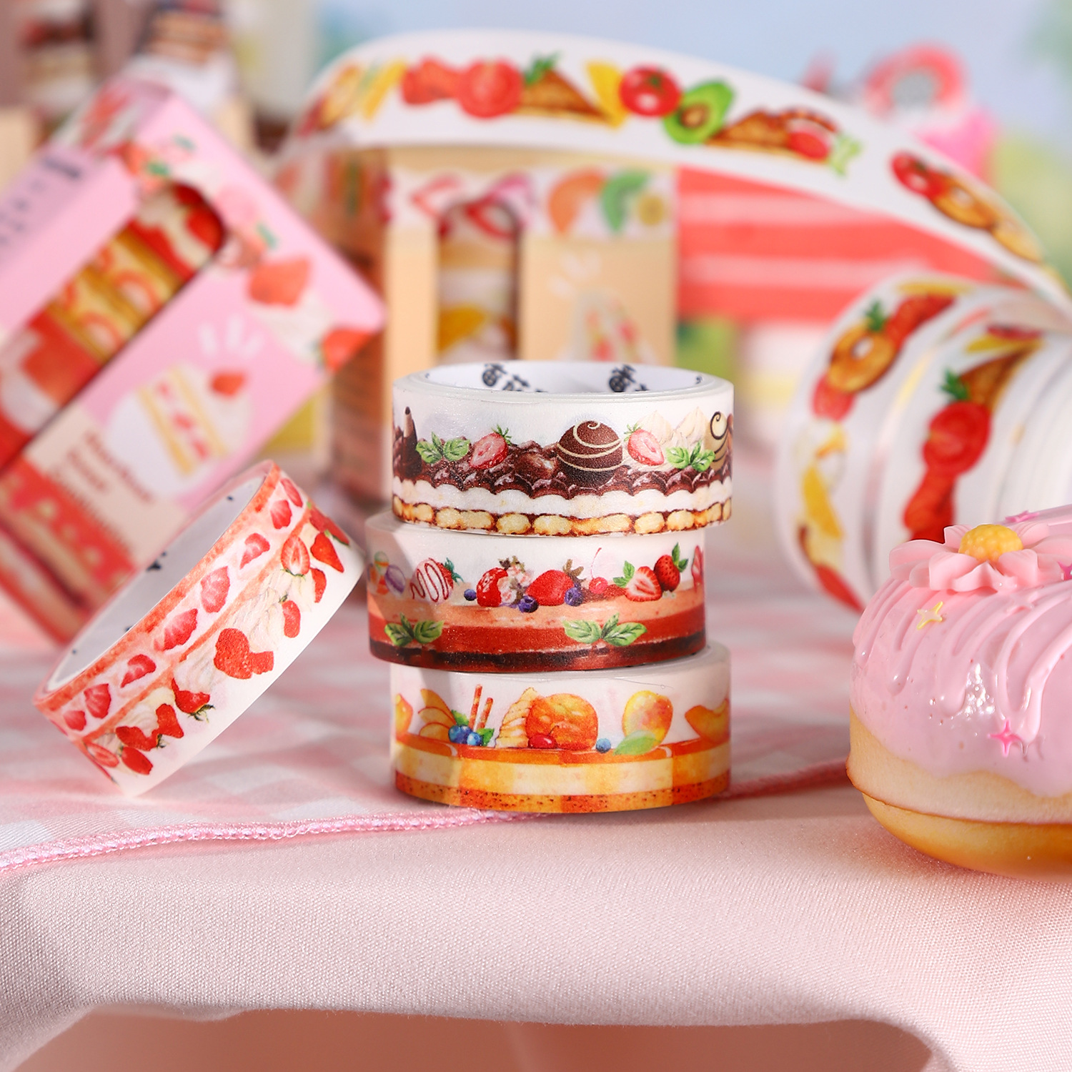 Ketchup Girl Tape Set Cardiovascular Sweet Combination Inswind Cake Postre Cuentas de mano Material DIY Stickers