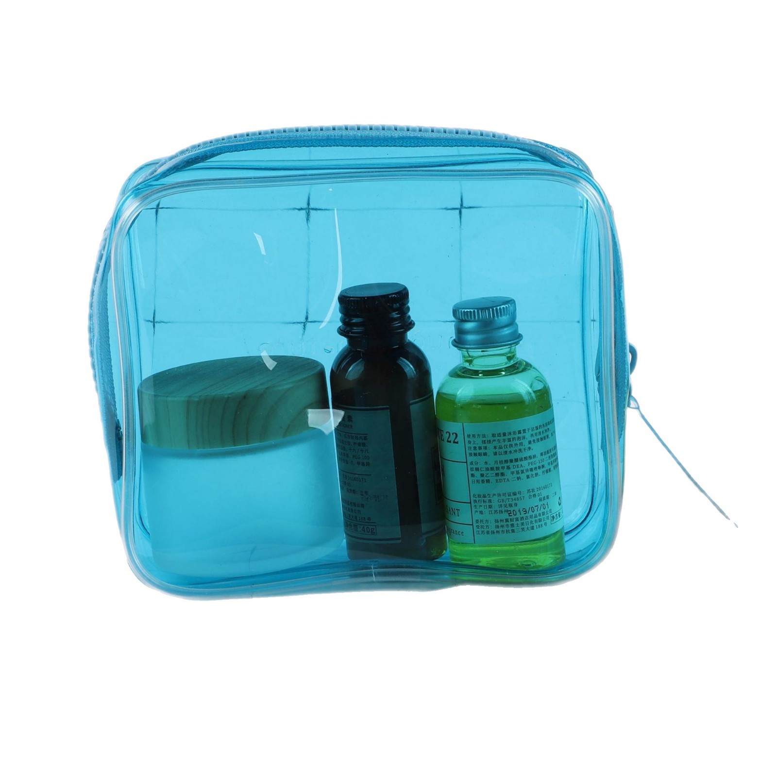 Bolsa de maquillaje de tracción de hueso de PVC transparente impermeable portátil viaje multifuncional lavado almacenamiento plástico embalaje con cremallera