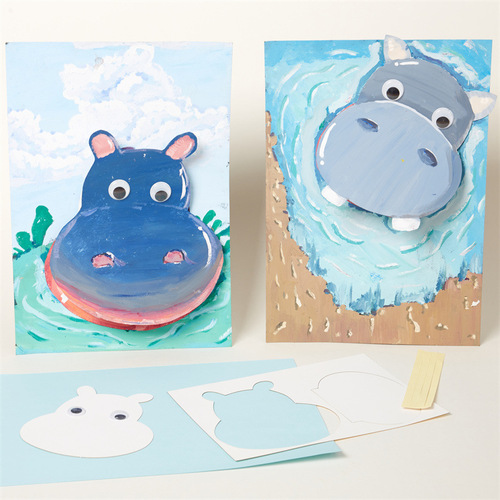 Children's educational toys handmade diy material package hippopotamus open mouth art painting kindergarten gift