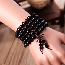 天然黑檀木大量批发手串108颗佛珠手链多层男女饰品礼物紫光檀木