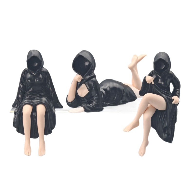跨境万圣节Mysterious statue 黑袍女王书架像装饰品桌面手办|undefined
