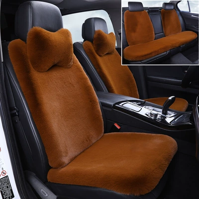 Cushion Winter Cotton Pad Thickeneded Warm: Wool pad - brown-full-car-set-nine-piece-set