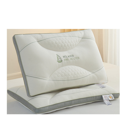 Cotton pillow core, quilted feather velvet three-dimensional pillow, embroidered latex pillow, high-end washable cotton hotel pillow wholesale