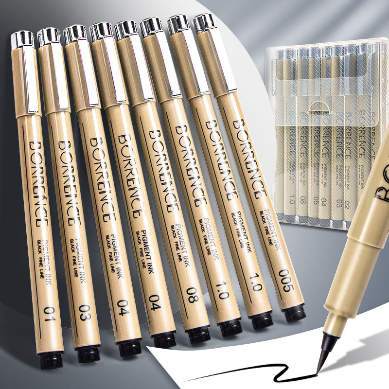 Bersons Needle Tip Pen, Outlining Pen, Comic Hand-Drawn Sketching Pen, Special Drawing Pen, Refillable with Ink, Black 005