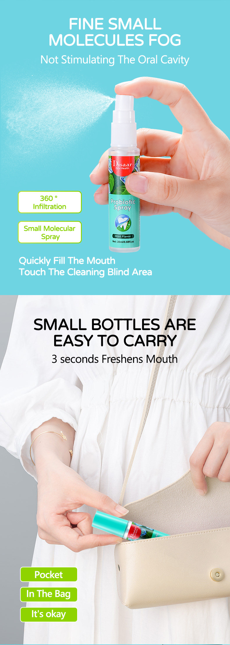 AAAAA+ Mátový osvěžovač dechu, přenosný deodorant, ústní voda, ústní sprej_voghion.com