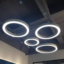 led圆形圆环吊灯办公室大堂健身房工业风造型灯圆圈工程环形灯具